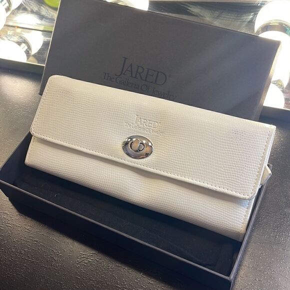 Jared WOLF London Travel Jewelry Roll Cream Leather storage box snakeskin - Picture 3 of 12